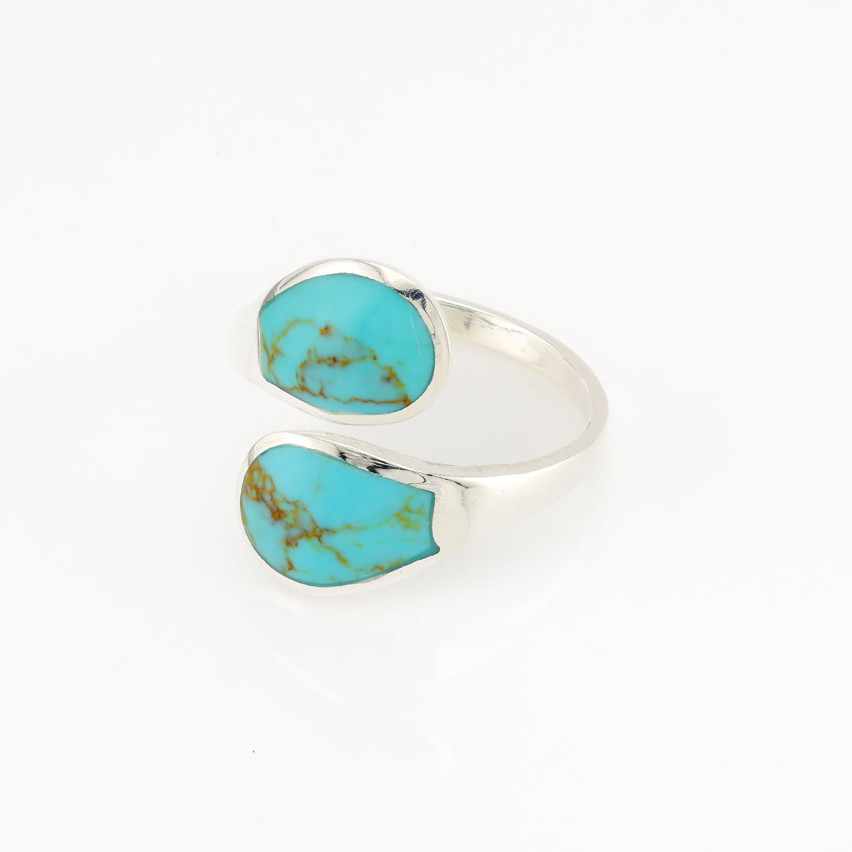 Opposite Drops Turquoise Sterling Silver Ring