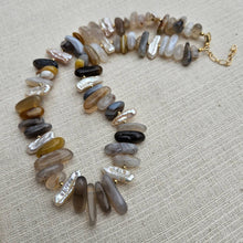 Hand Made Necklace Botswana Agate with Baroque Pearls | So Silver