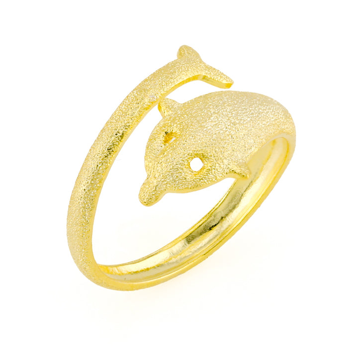 Dolphin Diamond cut Toe Ring Gold Plated over Sterling Silver .925