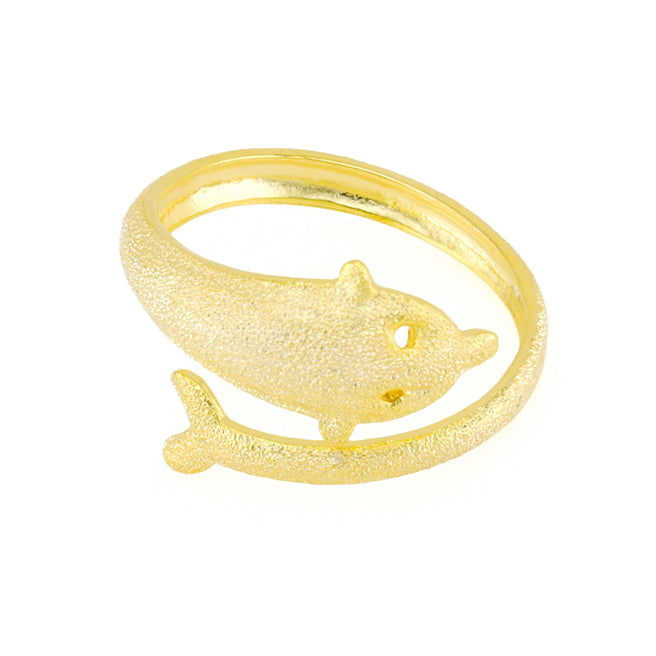 Dolphin Diamond cut Toe Ring Gold Plated over Sterling Silver .925