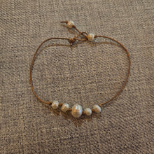 Tidal Pearl Cluster Bracelet – Adjustable Freshwater Pearl Bracelet on Tan Cord | AquaGeo