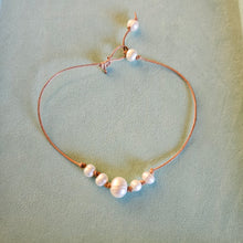 Tidal Pearl Cluster Bracelet – Adjustable Freshwater Pearl Bracelet on Tan Cord | AquaGeo