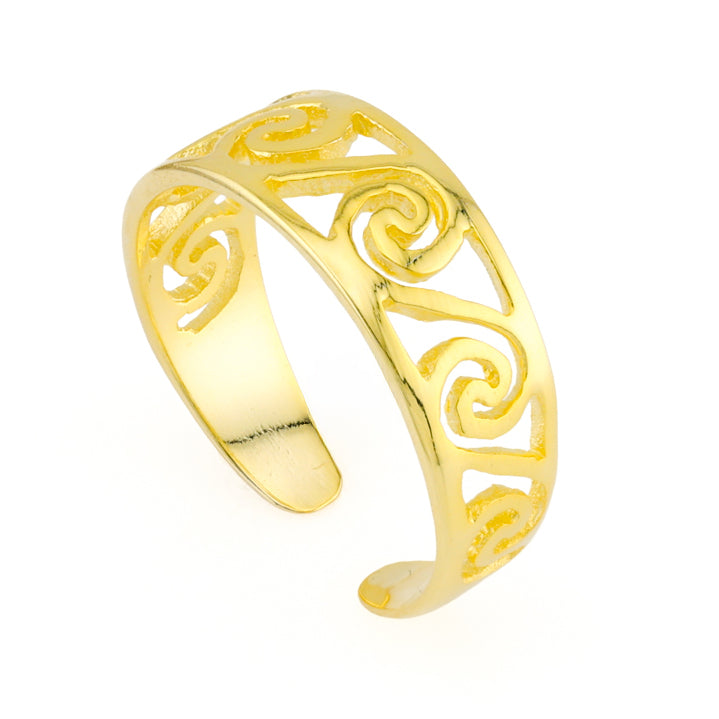 Swirls Toe Ring Gold Plated over Sterling Silver .925