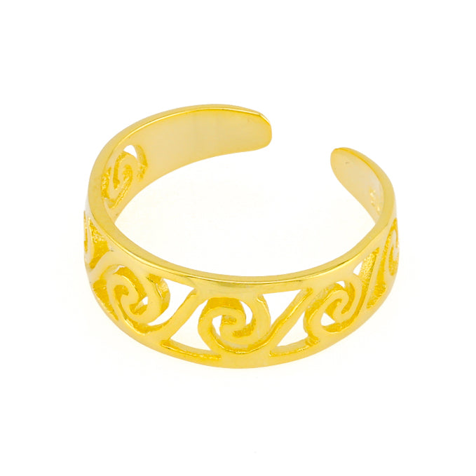 Swirls Toe Ring Gold Plated over Sterling Silver .925