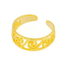 Swirls Toe Ring Gold Plated over Sterling Silver .925