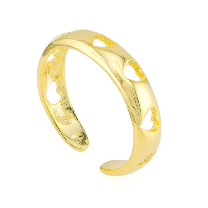 Hearts in Band Toe Ring Gold Plated over Sterling Silver .925