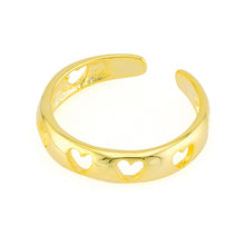 Hearts in Band Toe Ring Gold Plated over Sterling Silver .925