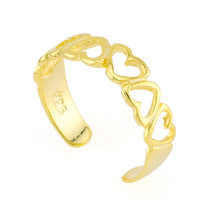 Open Hearts Toe Ring Gold Plated over Sterling Silver .925