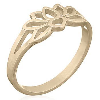 925 Sterling Silver Adorable Lotus Gold Plated Ring | So Silver
