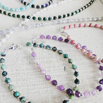 Moss Agate Handmade Faceted Gemstone Bracelets