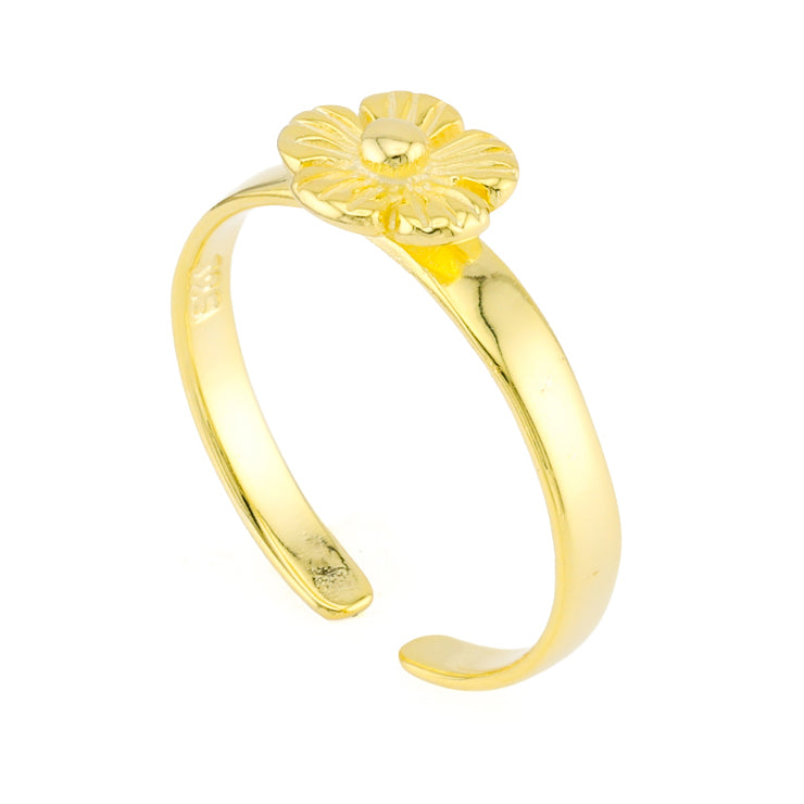 Hibiscus Toe Ring Gold Plated over Sterling Silver .925