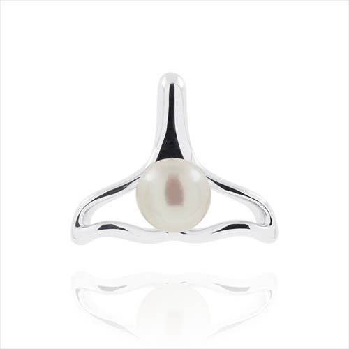 Sterling Silver Whale Tail framing Pearl Pendant | So Silver