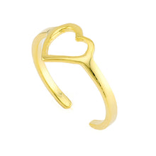 Open Heart Toe Ring Gold Plated over Sterling Silver .925