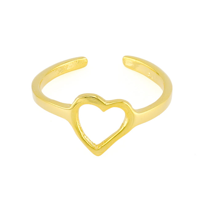 Open Heart Toe Ring Gold Plated over Sterling Silver .925