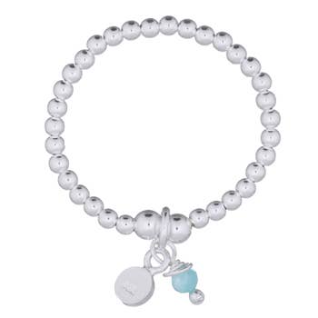 925 Silver Bead and Amazonite Stackable Stretch Ring | So Silver