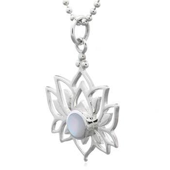 Open Lotus Pendant with Mother of Pearl in Center