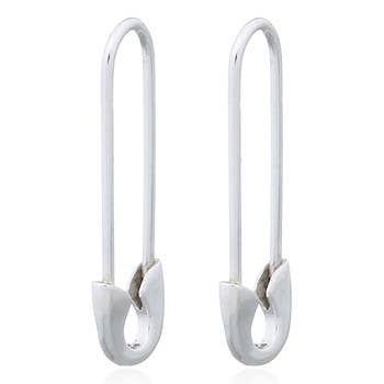 Safety Pin hoop earring in Sterling Silver | So Silver