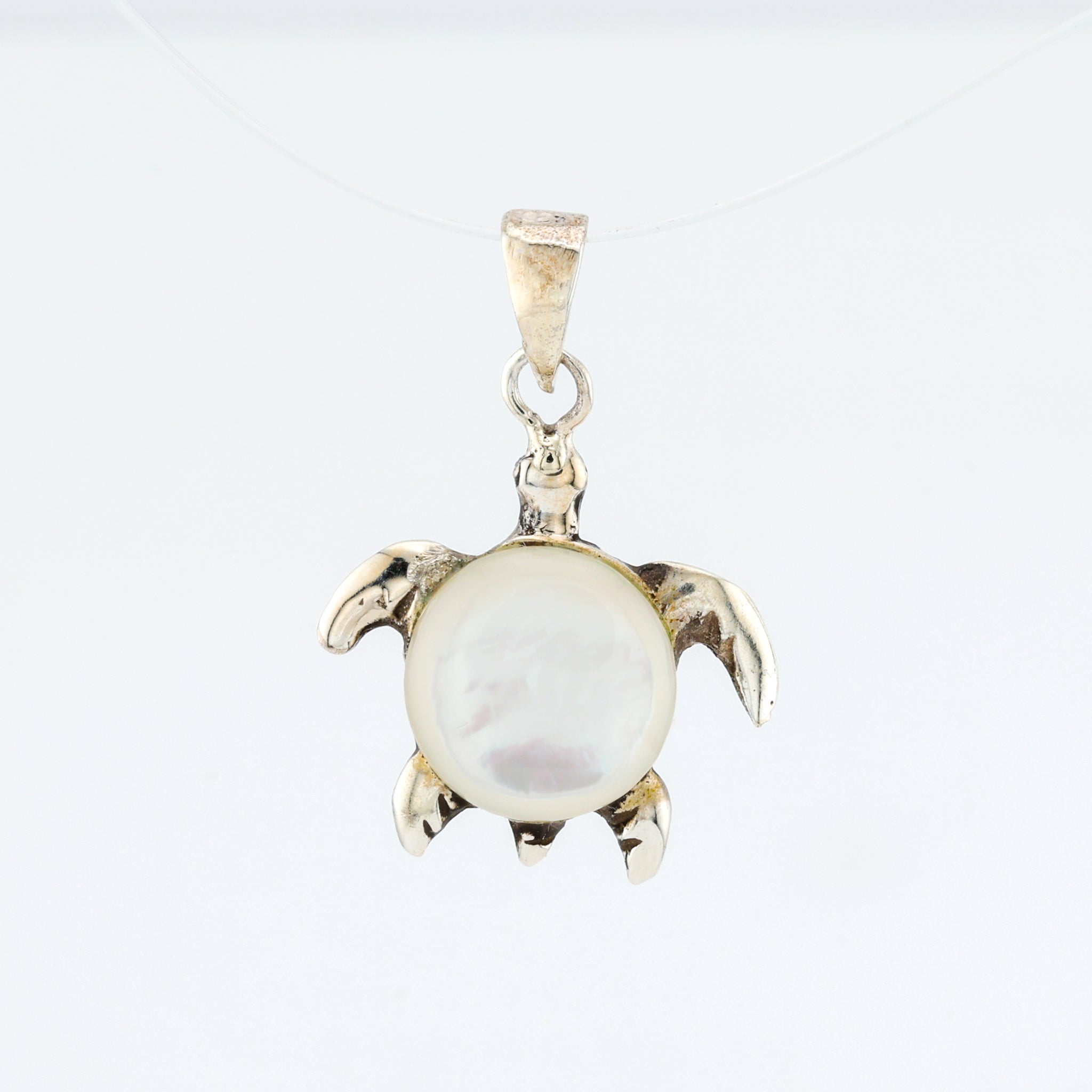Turtle Pendant  Sterling Silver w/ Mother of Pearl Inlay .925
