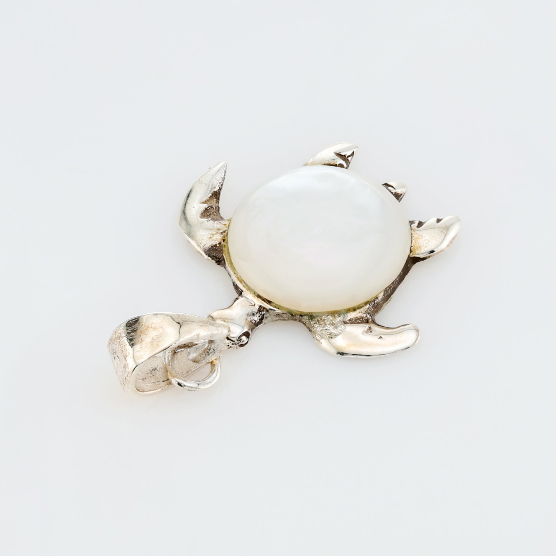 Turtle Pendant  Sterling Silver w/ Mother of Pearl Inlay .925