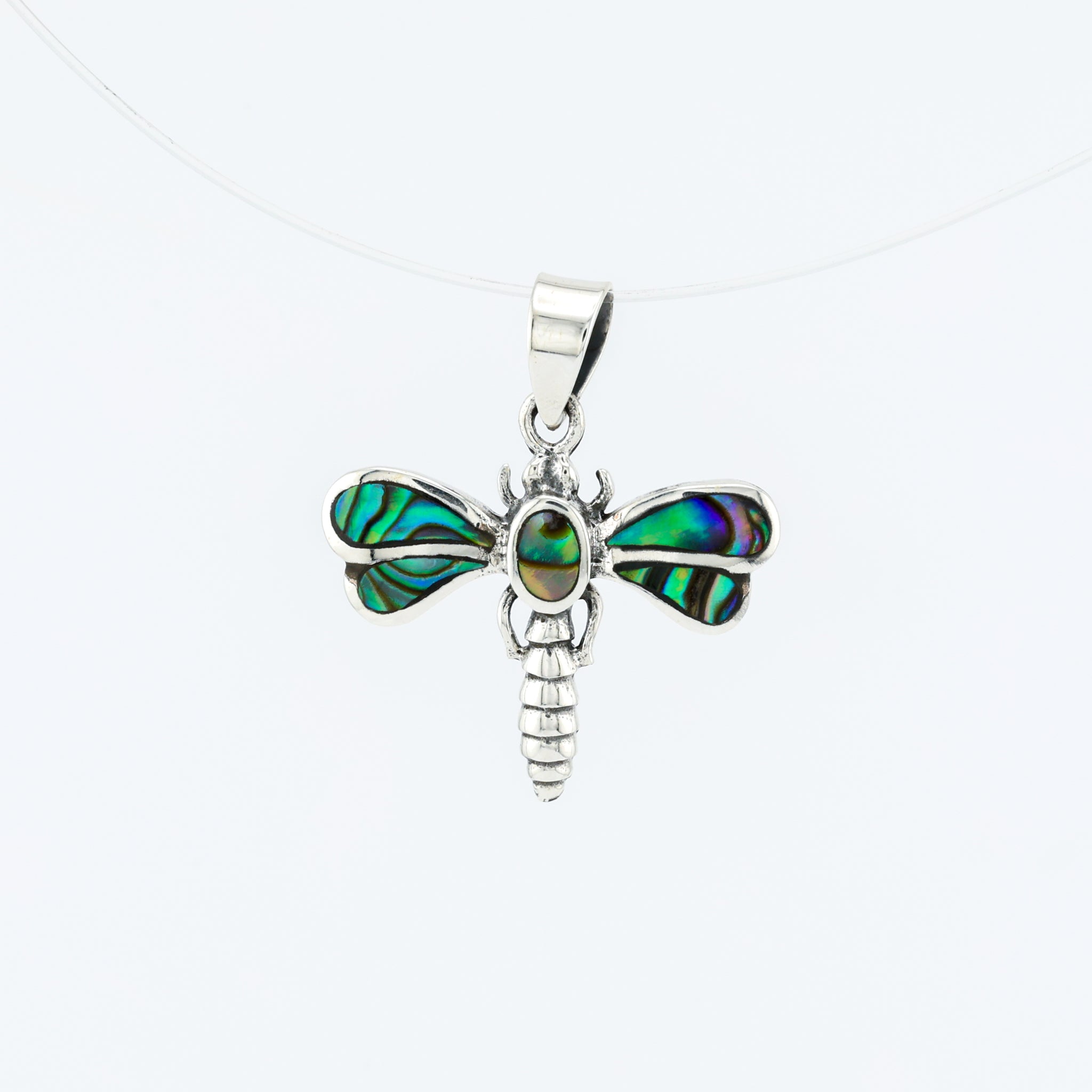 Dragonfly Pendant  Sterling Silver w/ Abalone Inlay .925