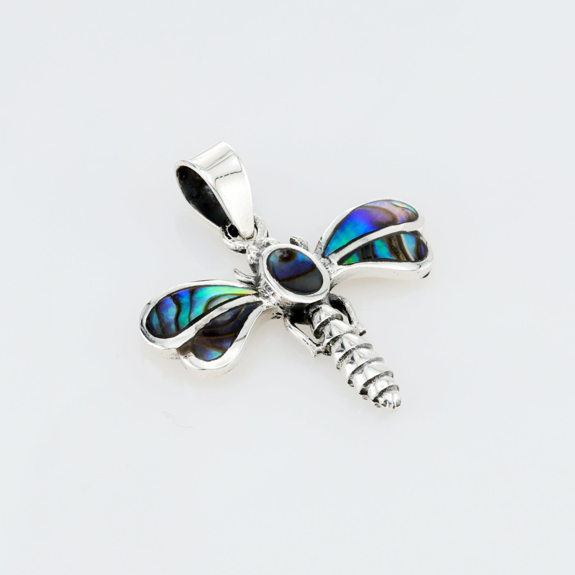 Dragonfly Pendant  Sterling Silver w/ Abalone Inlay .925
