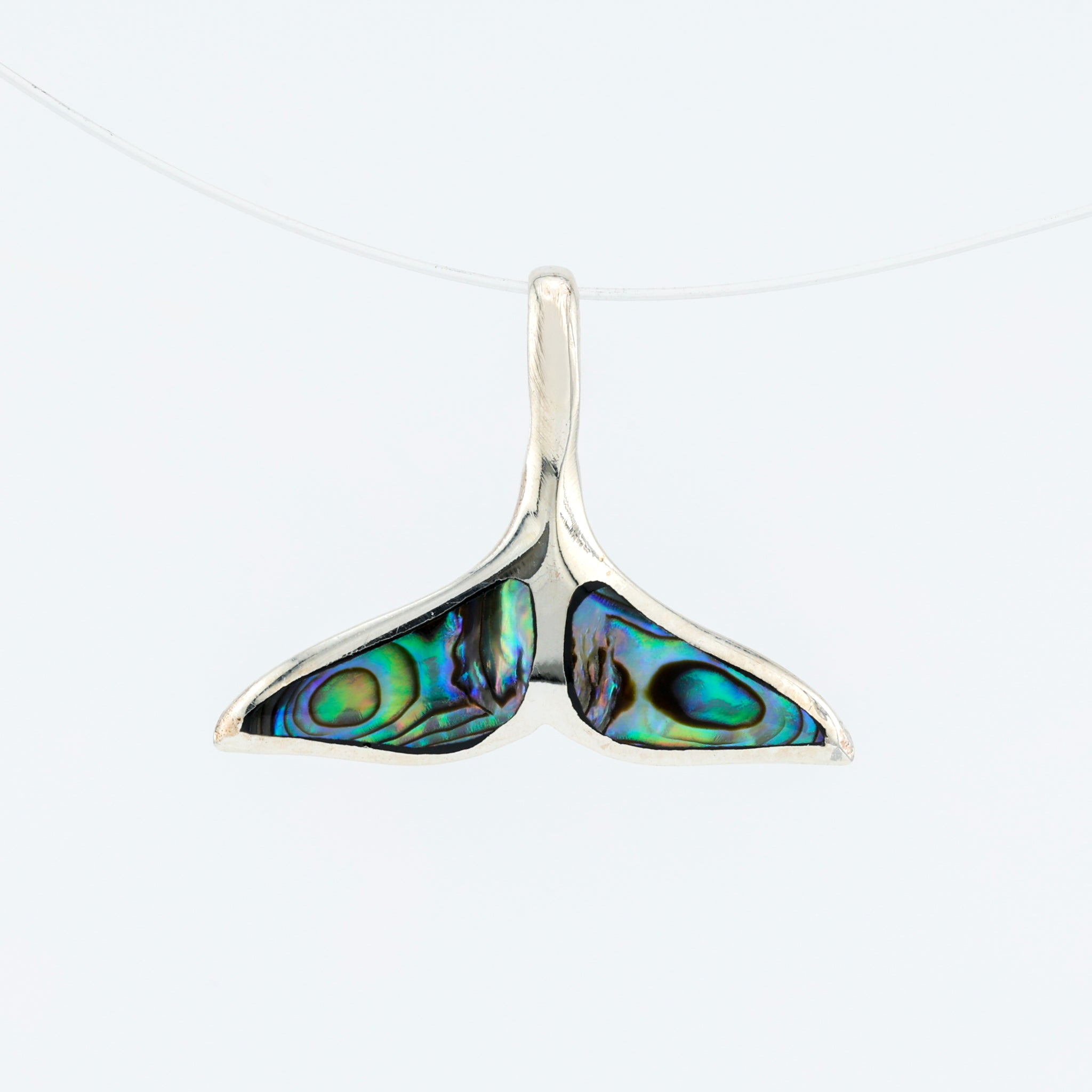 Whale Tail Pendant  Sterling Silver w/ Abalone Inlay .925