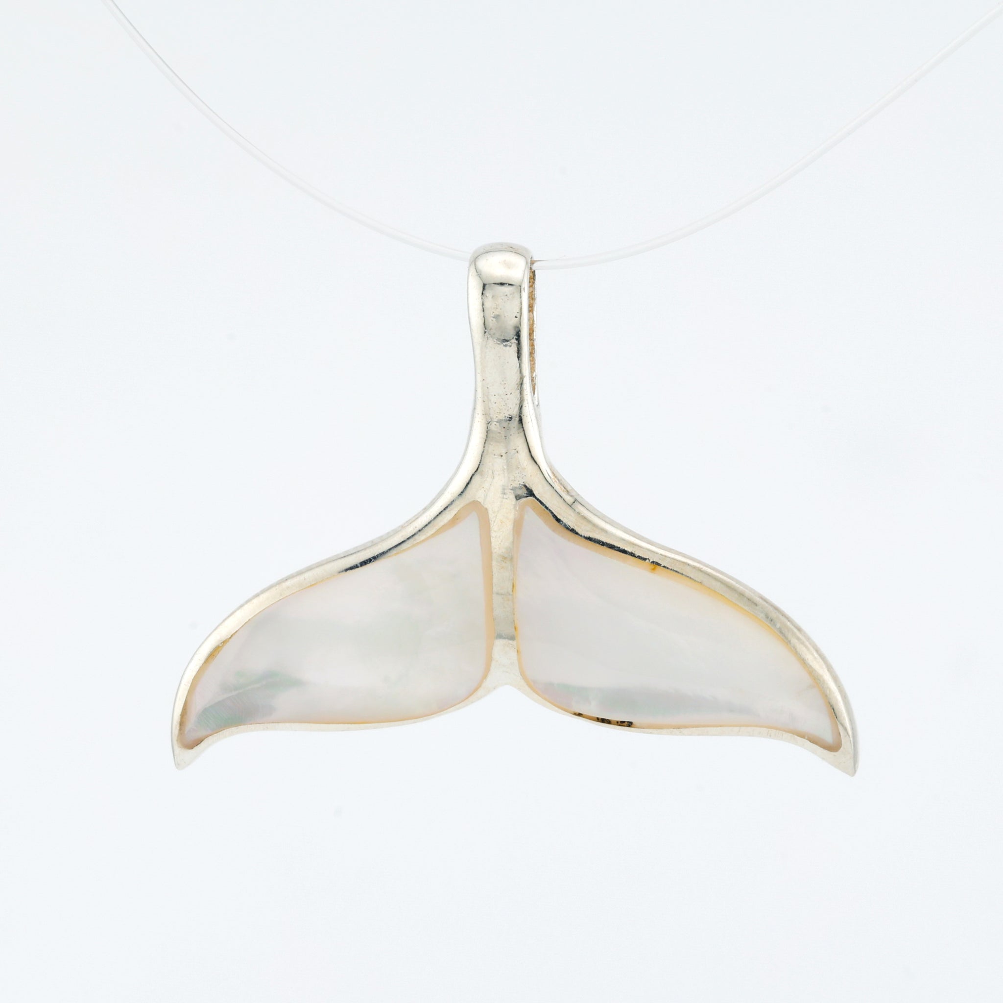 Whale Tail Pendant Sterling Silver W/ inlay .925