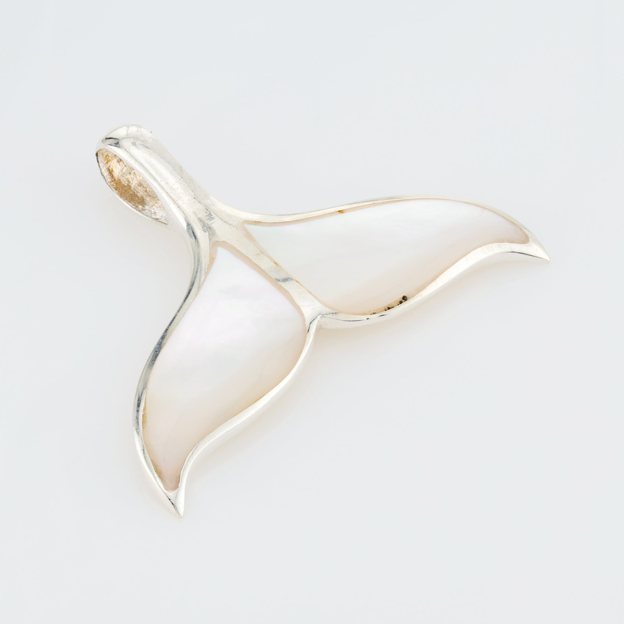 Whale Tail Pendant Sterling Silver W/ inlay .925