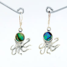 Octopus Earring in Sterling Silver W/ Mother of Pearl Shell Inlay