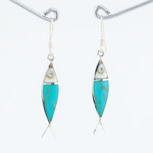 Fish Earring in Sterling Silver W/ Turquoise  Inlay