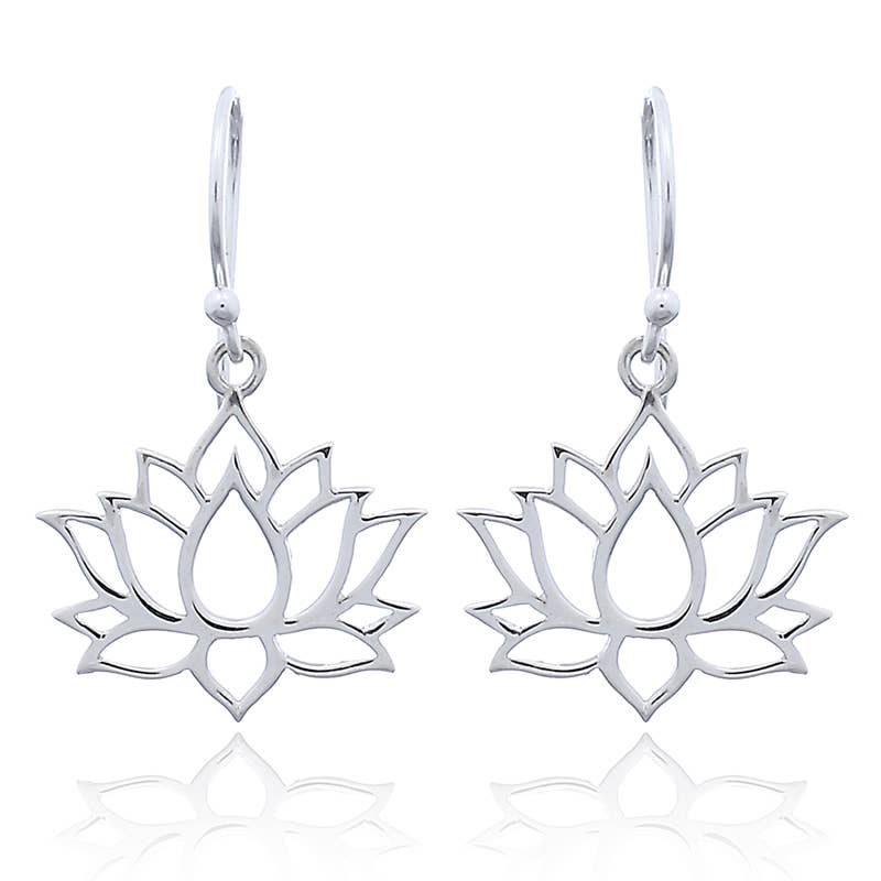 Lotus drop Earring in Sterling Silver | So Silver