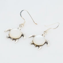 Turtle Earring in Sterling Silver W/ Mother of Pearl Shell Inlay