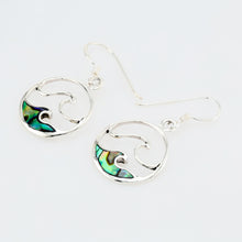 Round Wave Earring in Sterling Silver W/ Abalone Shell Inlay