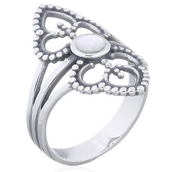Boho Ring Mother of Pearl set in Sterling Silver