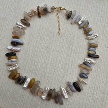 Hand Made Necklace Botswana Agate with Baroque Pearls | So Silver