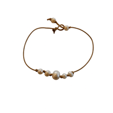 Tidal Pearl Cluster Bracelet – Adjustable Freshwater Pearl Bracelet on Tan Cord | AquaGeo