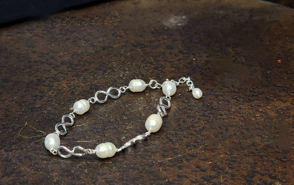 Sterling Silver & Pearls Bracelet Hand Made .925