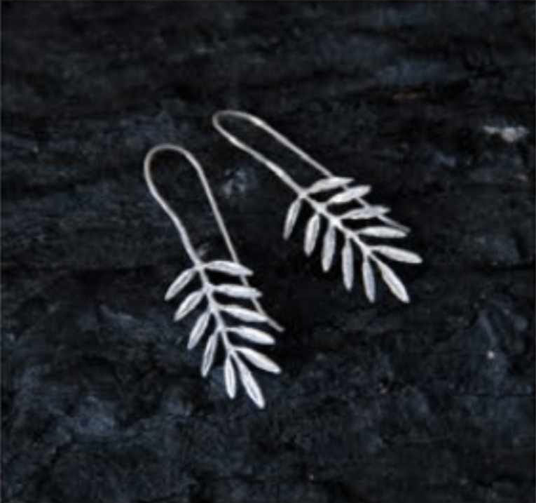 Long Leaves Sterling Silver Earring Hand Made .925