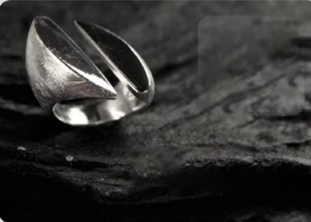 2 Ovals  Cocktail Ring Sterling Silver Hand Made .925