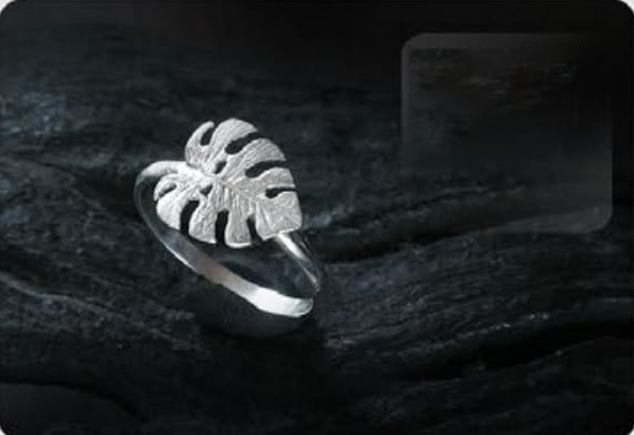 Leaf Cocktail Ring Sterling Silver Hand Made .925