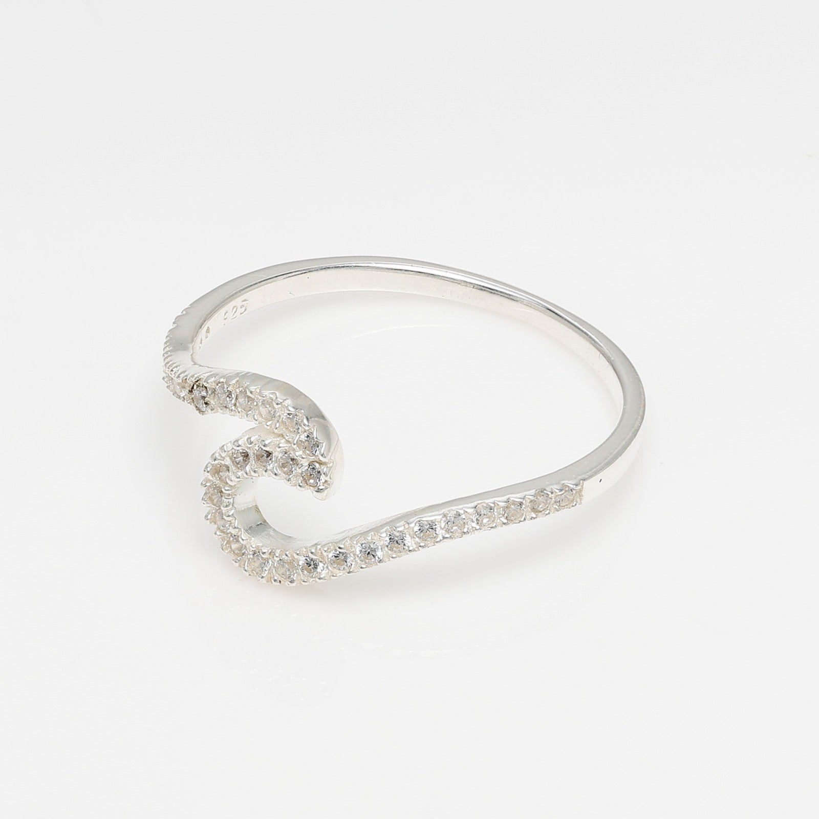 Crystal Tide Wave Ring — Sterling Silver CZ Wave Ring | AquaGeo