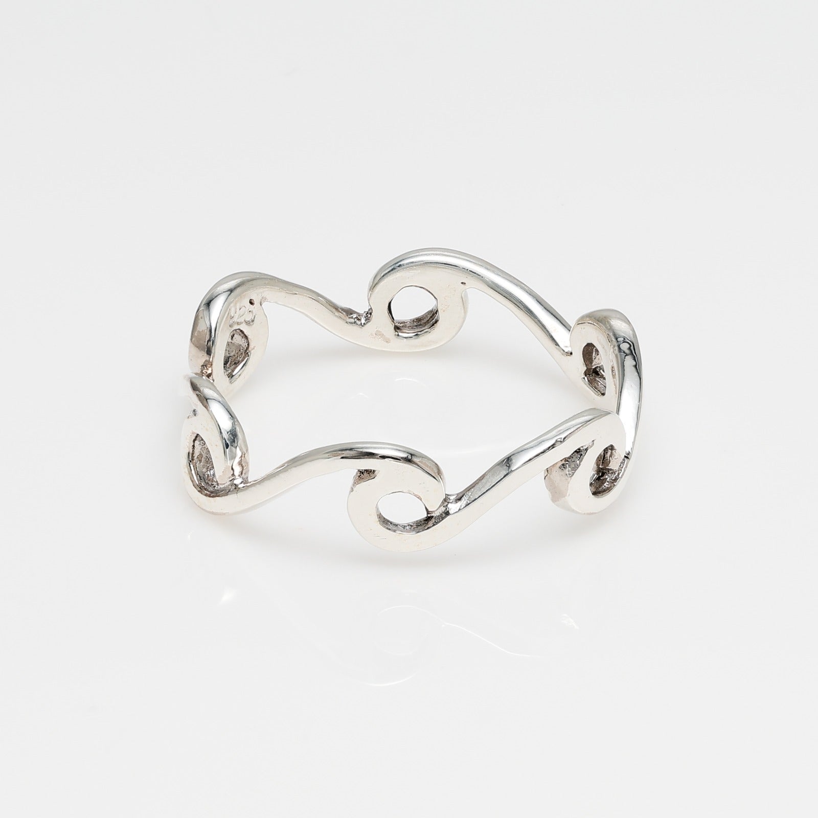 Curls Wave Ring in High Polish Sterling Silver