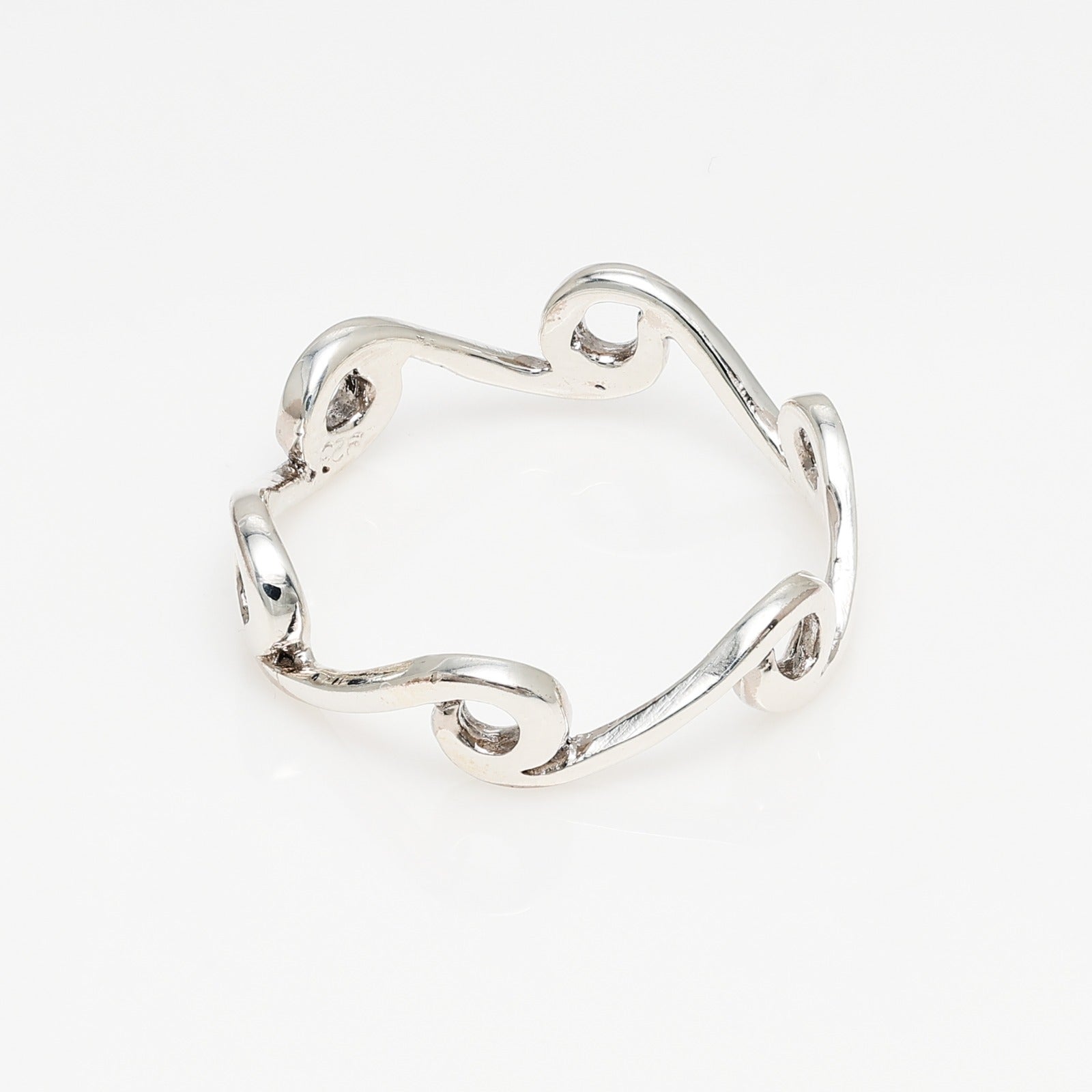 Curls Wave Ring in High Polish Sterling Silver
