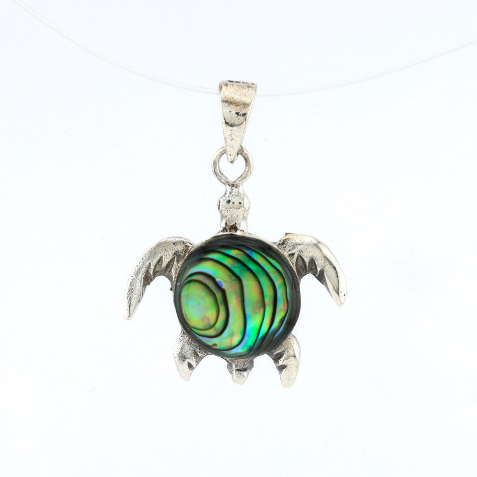 Turtle Pendant  Sterling Silver w/ Abalone Inlay .925