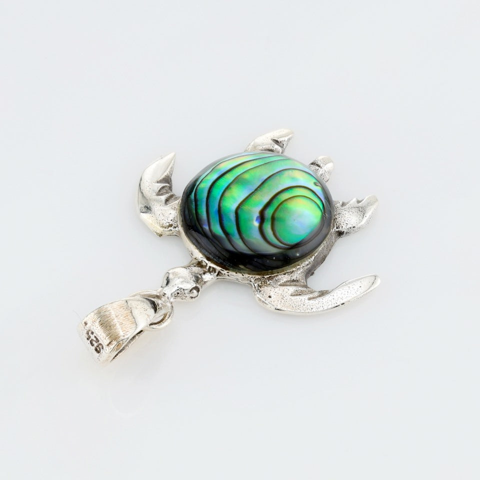 Turtle Pendant  Sterling Silver w/ Abalone Inlay .925