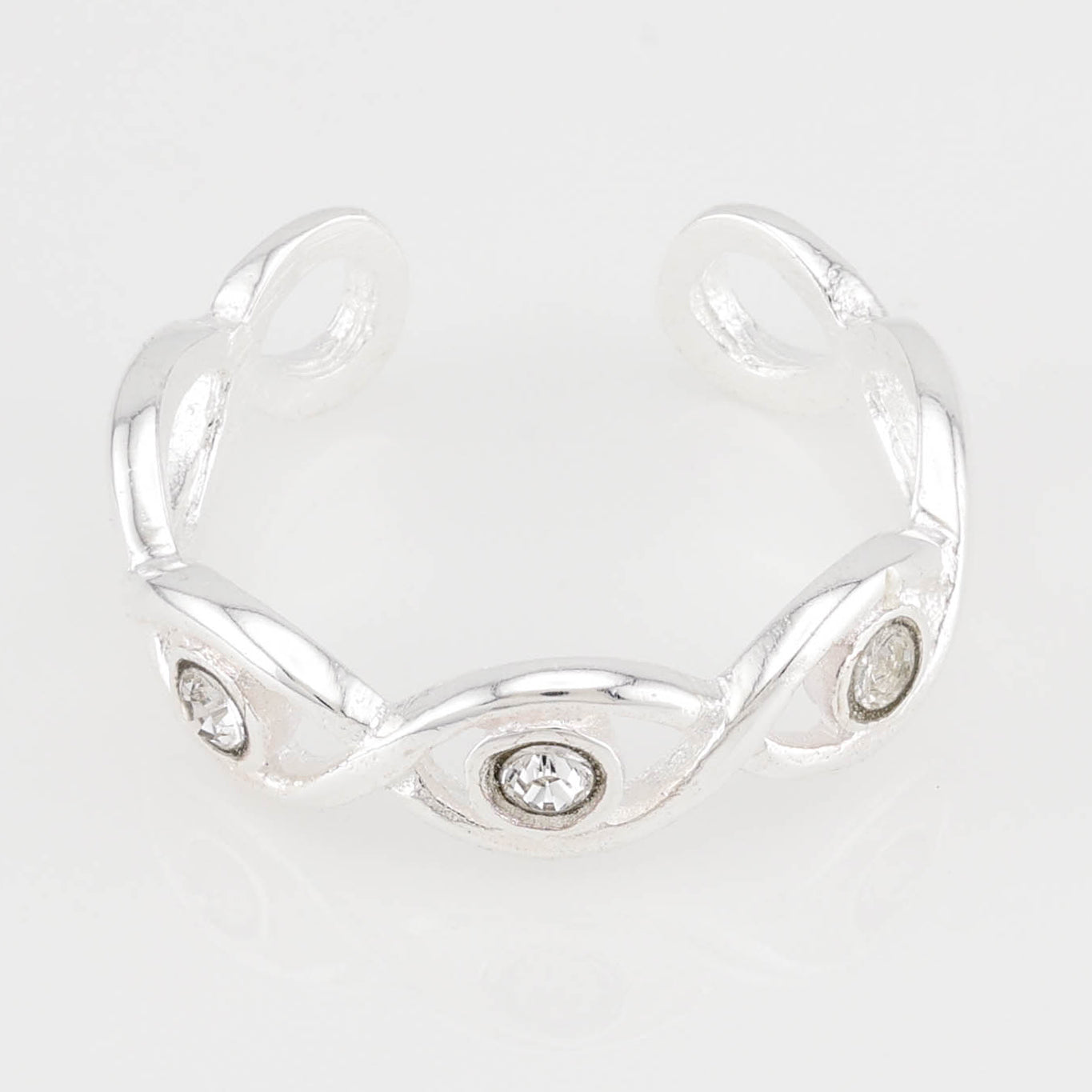 CZ's Weave Sterling Silver Toe Ring