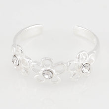 3 Daisies w/CZ's Sterling Silver Toe Ring