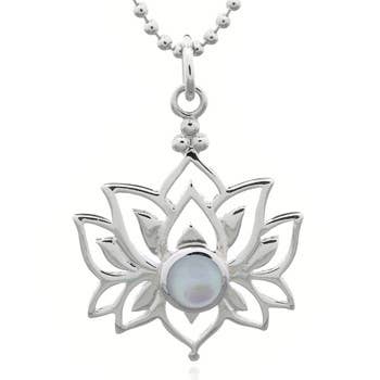 Open Lotus Pendant with Mother of Pearl in Center