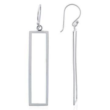 Rectangle drop Earring in Sterling Silver | So Silver