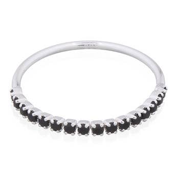 Dazzling Half Box Chain With Black CZ 925 Silver Ring